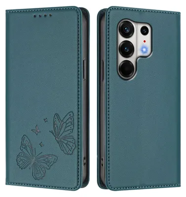 Image de Étui en cuir pour Tecno Camon 50 Pro 4G, étui de protection type portefeuille en cuir gaufré « papillon » avec support, vert