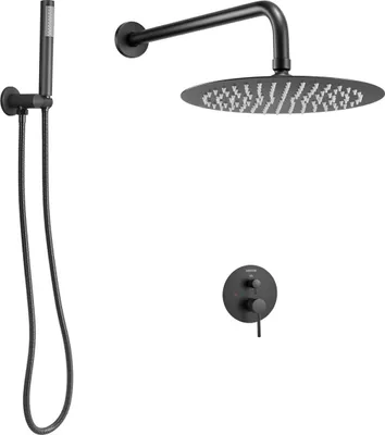 Obrázek produktu pro Sprchová baterie s 8" kulatou sprchovou hlavicí a ruční sprchou, matná černá