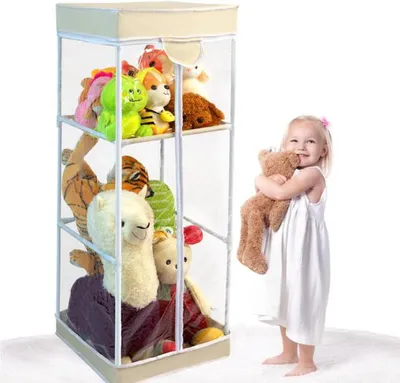 Immagine prodotto di Azomor: mobile a due ante per peluche con copertura trasparente