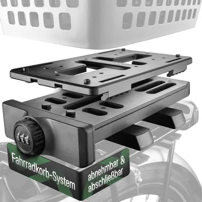 Produktbild von Fahrradkorb, am Gepäckträger befestigbar, abschließbar.