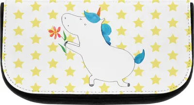 Produktbild von Mr. & Mrs. Panda kulturtäschchen Einhorn Blume - Weiß - Geschenk, Heiraten, Freundin, Make-Up Tasche, Organizer, kosmetiktäschchen, Partner, Liebe, Einhörner, Unicorn