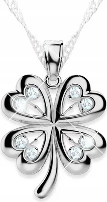Image de Collier en argent avec motif de cœur et de trèfle, argent 925