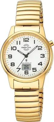 Zdjęcie produktu dla Master Time MTLA-10947-12Z Damski zegarek sterowany radiowo Codzienny pasek w kolorze złotym