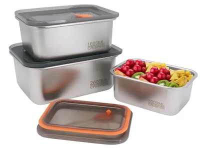 Immagine prodotto di Omgoods - Set di 3 contenitori per alimenti in acciaio inossidabile con coperchio