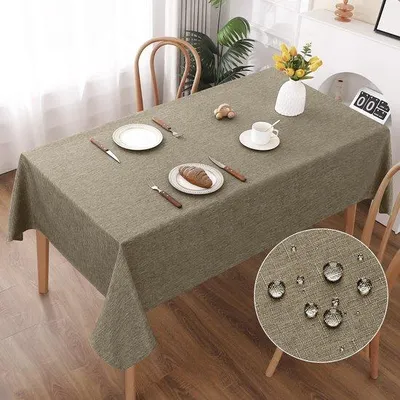 Immagine prodotto di Tovaglie resistenti all'acqua, tovaglie color caffè 130x160 cm effetto cotone, idrorepellenti con effetto loto, resistenti ai graffi per soggiorno, sala da pranzo, balcone, giardino