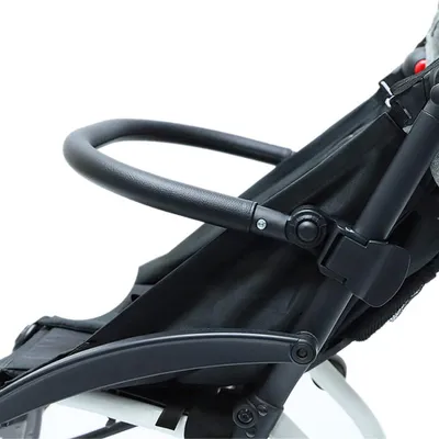Produktbild von Winkelverstellbarer Kinderwagenstoßfänger, Armlehne, Griff, Querstange als Zubehör nur für BBZ YOYO/YOYO2 mit schwarzem Glattlederbezug