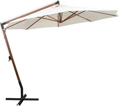 Produktbild von Ampelschirm 350 cm Holzmast Weiß, Garten Balkon,Sonnenschirme Sonnenschutze, 23.25 kg-42966