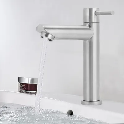 Image de G1/2in Stainless Steel Bathroom Basin Sink Faucet Single Cold Water Tap Faucet for Home Bathroom Kitchen