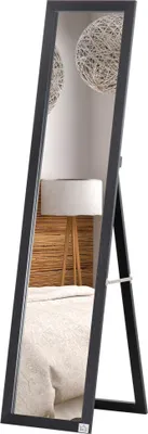 Image de HOMCOM Miroir sur Pied et Mural rectangulaire miroir de sol Pleine Longueur Dressing Chambre salon dim. 37l x 37P x 154H cm Noir
