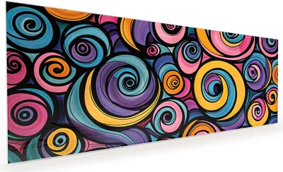 Produktbild von Küchenrückwand Spritzschutz Glas mit Motiv Farbige Spiralen 40 x 40 cm