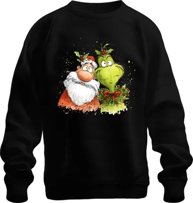 Produktbild von Grinch Weihnachtsmann lustig Weihnachten Kranz Geschenk Cartoon Uni Sweatshirt Pullover, Schwarz, M