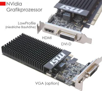 Produktbild von MSI NVidia GT710 1GB Low Profile HDMI DVI passiv Kühler VGA PCI-E Grafikkarte 36
