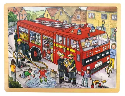 Produktbild von BigJigs Holzpuzzle Feuerwehr - 24 Teile Lernspielzeug
