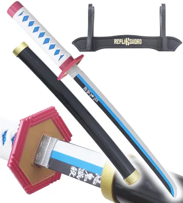 Produktbild von Anime Cosplay Mini Katana Giyu Tomioka Holzschwert Kimetsu no Yaiba Schwert - 45 cm