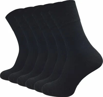 Produktbild von Gawilo Diabetikersocken ohne Gummi & ohne Naht | Extra weiter Piquet-Strick-Bund | Herren (6 Paar), Schwarz / 47 - 50