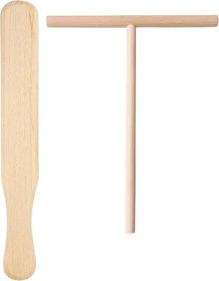 Produktbild von Famanu Pannenkoeken-Set 2-teilig aus Buchenholz - Teigspender und Spatel für Crêpes und Pfannkuchen