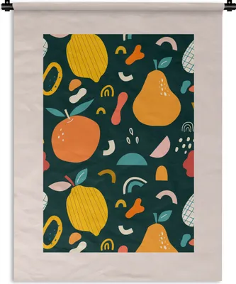 Produktbild von MuchoWow® Wandteppich Wandbehang Obst - Lebensmittel - Zitrone - Birne 150x200 cm Tapisserie Dekoration Wandtuch - Wandaufhängung - Moderner