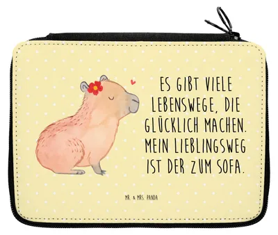 Produktbild von Mr. & Mrs. Panda Schreibmappe Capybara Blume - Gelb Pastell - Geschenk, Etui, Federmäppchen, Bleistiftetui, Mäppchen, Lustige Sprüche, Federtasche, Federmappe