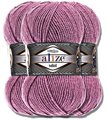 Imagen del producto de Alize 3x 100g Superlana Midi, hilo para tejer y crochet, color sólido (28)
