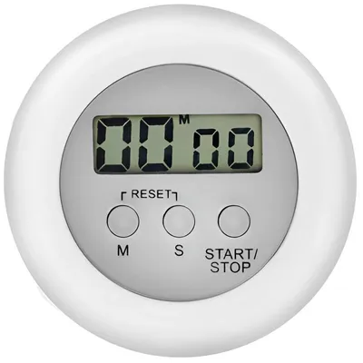 Produktbild von Küchentimer Küchenminute Weiß mit Magnet, verstellbarem Standfuß und LCD Display, 99 Min. 59 Sek. Zählzeit, 6,5 x 2 cm