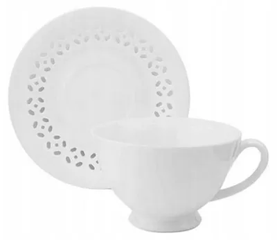 Produktbild von MPLCo Bisette Keramiktasse 260 ml mit Untertasse weiß
