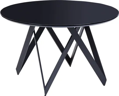 Produktbild von BELIANI Esszimmertisch Schwarz Rund 120 cm Glänzend MDF-Platte Metall Modern Minimalistisch für Esszimmer Essbereich Küche