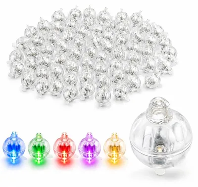 Produktbild von LED Mini Kugellichter, 60 Stück bunte Ballonlichter mit Farbwechsel, 1,4 cm kleine Leuchtkugeln für Dekoration und Basteln