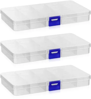 Image de Boîte de rangement en plastique - Transparente - Avec compartiments - Durable - Organisateur pour petits objets - Transparente - Boîte de tri