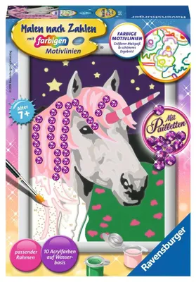 Obrázek produktu pro Ravensburger Einhorn, 1 str., Obrazy v balení, Chlapec/děvče, Sada vybarvování podle čísel