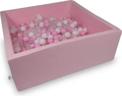 Obrázok produktu pre Suchý bazén 110x110x40cm púdrovo ružový so 600 guľôčkami: svetloružová, biela, transparentná, púdrovo ružová