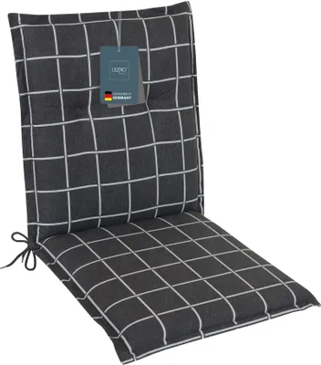 Produktbild von LILENO HOME Gartenstuhl Auflagen als [1er Set - Niedriglehner] in Yacht-Karo Anthrazit - bequeme Liegen als Sitzauflagen für Gartenmöbel - Stuhlkissen für Gartenstühle und Klappstühle