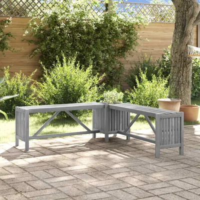 Produktbild von "im Angebot" Garten-Eckbank 2-Personen - Holzbank - mit Pflanzkübel 117 cm Massivholz Akazie Grau - Gartenbänke CC4239