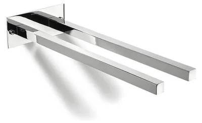 Image de Porte-serviettes double, 40 cm - Fixation murale, acier inoxydable 304, finition chrome brillant