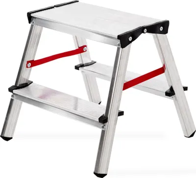 Produktbild von Aluleiter Zweiseitige Haushaltsleitern Stehleiter 2x2 Stufen 150KG MSTR