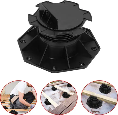 Immagine prodotto di Jopassy supporto per piedistallo 60-140 MM per tavole da decking per esterni in legno WPC Altezza regolabile sottostruttura in plastica casetta da giardino per terrazza set completo 60-140 MM 30 pezzi