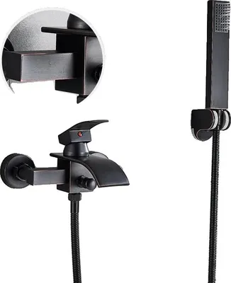 Produktbild von Badezimmer Badewannenarmatur, Wandmontage, Wasserfallauslauf, Matte schwarze B