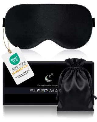 Produktbild von Schlafmaske aus Seide für Seitenschläfer, 22 mm, 100 % Bio-Maulbeerseide, professionelle, 100 % lichtundurchlässige Schlafmaske mit verstellbarem Riemen für Damen und Herren, Reiseschlafmaske