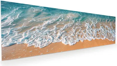 Produktbild von Glasbild 120x40cm in XXL für Wohnzimmer, Schlafzimmer Motiv Strand und Wellen