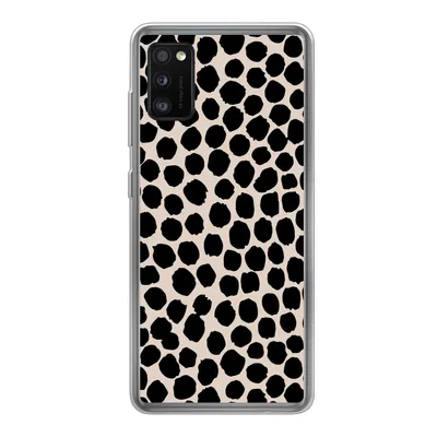 Produktbild von MuchoWow® Handyhülle Schutzhülle Hülle für Samsung Galaxy A41 Polka dots - Schwarz - Beige Silikon Softcase Handy Hülle - Mobiltelefon