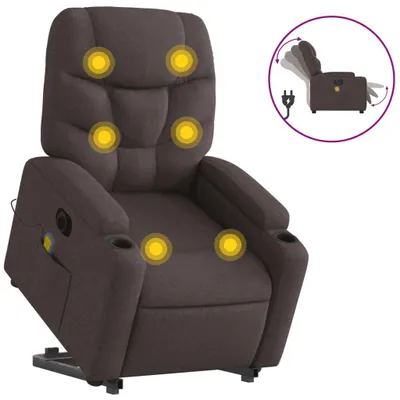 Produktbild von vidaXL Elektrischer Massagesessel mit Aufstehhilfe Dunkelbraun Stoff