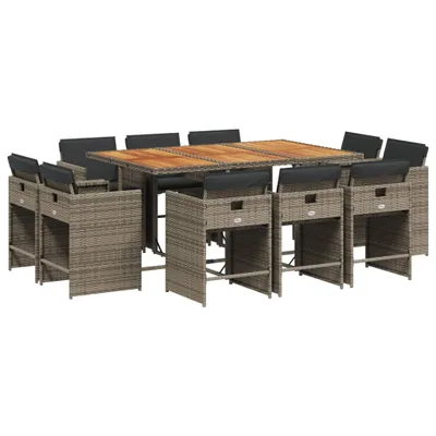 Produktbild von "SALE 2026" 11-tlg. Garten-Essgruppe - elegantes Design - Sitzgruppe/Gartenmöbel-Set - mit Kissen Grau Poly Rattan - Terassenmöbel DEMöbel434062