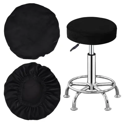2er-Set runde Stuhlbezüge, 32-38 cm, schwarz, elastisch, waschbar