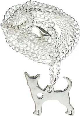 Produktbild von Chihuahua Hund mit Herz Kette Halskette Miniblings 45cm Gliederkette versilbert