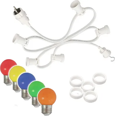 Produktbild von Illu-/Partylichterkette 30m - Außenlichterkette weiß -  Germany - 50 x bunte LED Kugellampen