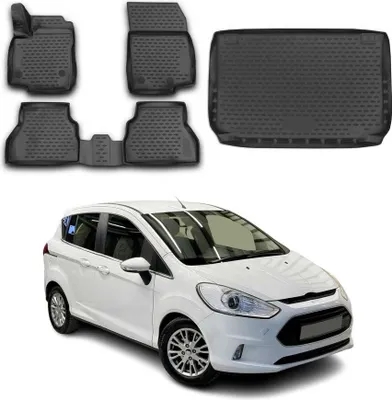 Immagine prodotto di Set di tappetini e rivestimenti per il bagagliaio per Ford B-Max 2012-2021 in gomma TPE nero 5x
