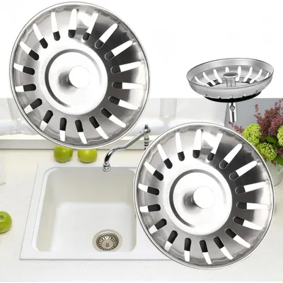 Produktbild von Siebkorb, weißer Siebkorb, Edelstahl-Siebkorb, Spülbecken-Siebkorb, Universal-Waschbecken 80 mm, Abflussstopfen für Siebkorb, Edelstahl-Waschbeckenstöpsel, Waschbecken-Sieb (2 Stück)