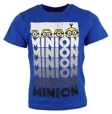 Produktbild von Minions T-Shirt Kurzarm Kinder Jungen Shirt 110-116 Blau Schwarz 100% Baumwolle - Schwarz