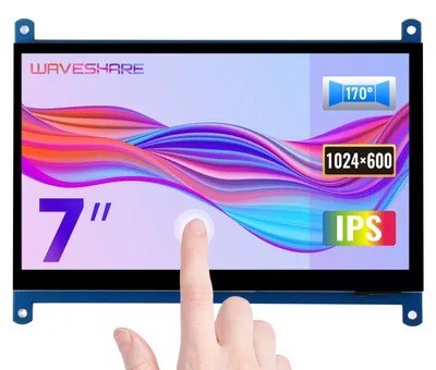 Immagine prodotto di Pannello di controllo da 7 pollici per Raspberry Pi 4, con touchscreen capacitivo, display LCD HDMI (C), risoluzione 1024x600, pannello IPS con angolo di visione di 170°. Compatibile con tutti i modelli di Raspberry Pi, Windows 10/8.1/8/7 e utilizzabile come monitor per PC