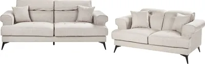 Produktbild von BELIANI Sofa Set Taupe aus Stoff 5-Sitzer Gepolstert mit Verstellbaren Kopfstützen Moderner Stil Sofagarnitur Couchgarnitur Polstersofa Stoffsofa