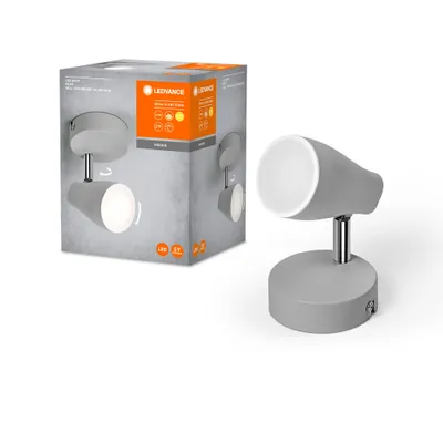 Image de LEDVANCE LED SPOT PEAR spot à monter au plafond, gris, 4.3W, 210lm, offre une lumière orientée avec une couleur de lumière blanc chaud, avec spot GU10 flexible, ampoule GU10 incluse, indice de protection IP20, 2700K